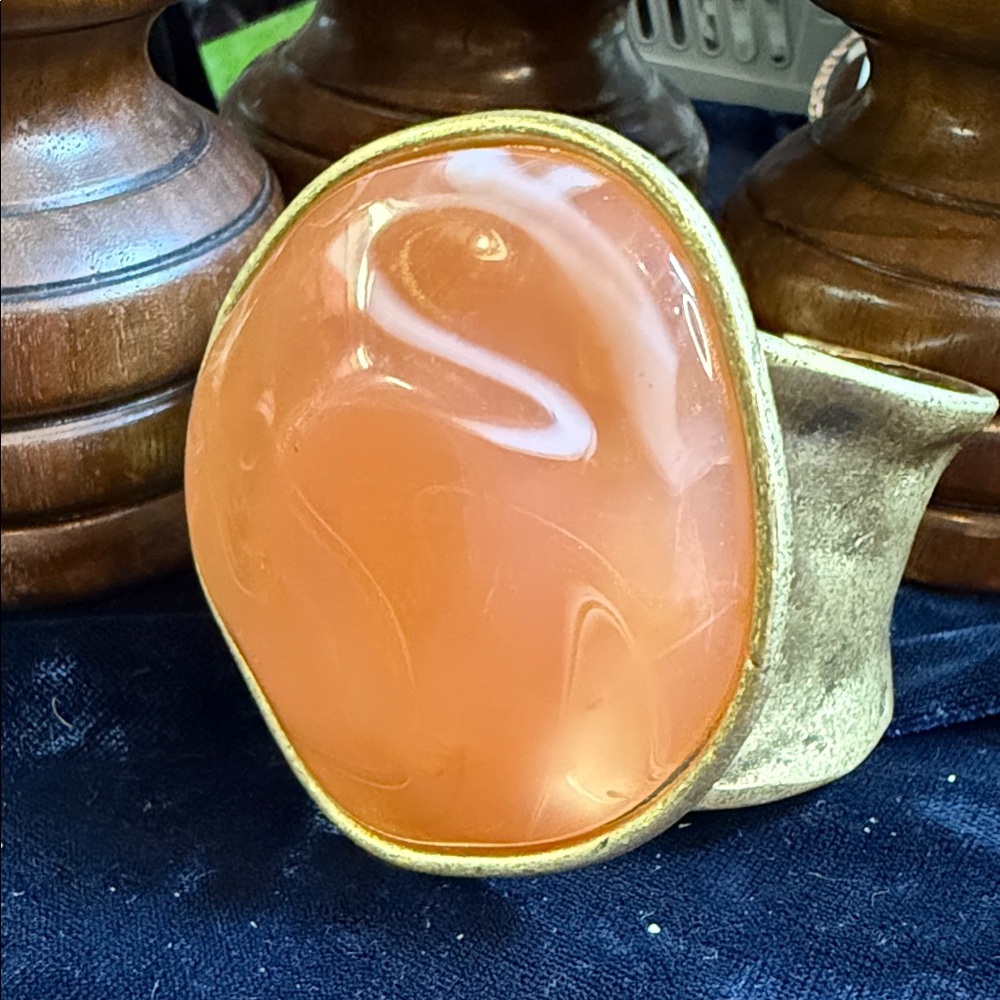 Gorgeous Large Gold and Orange Acrylic Cuff
